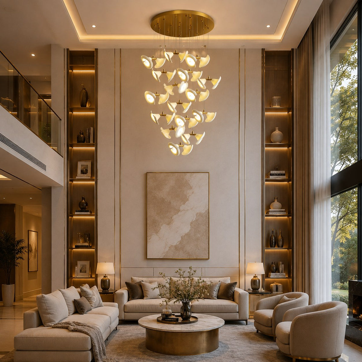 Double Horn Iron Chandelier Ceiling Light LED