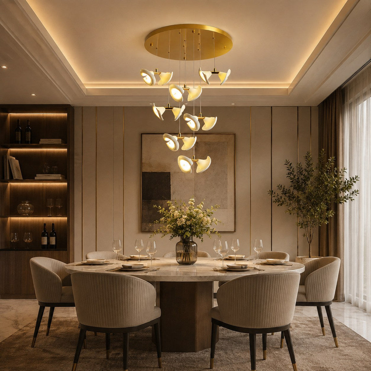 Double Horn Iron Chandelier Ceiling Light LED