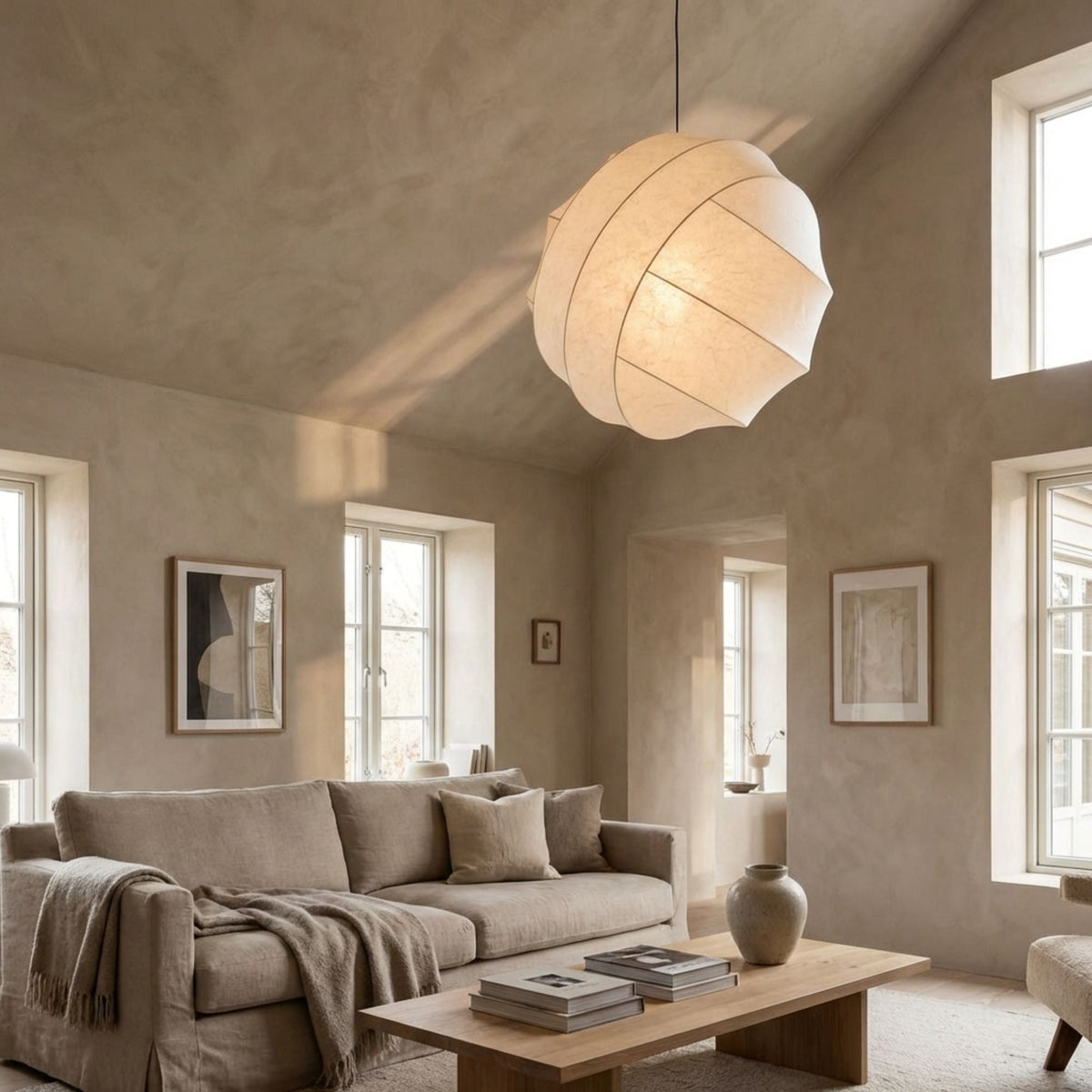 Wabi Sabi Silk Sphere Pendant Light Minimalist Kitchen Dining LED