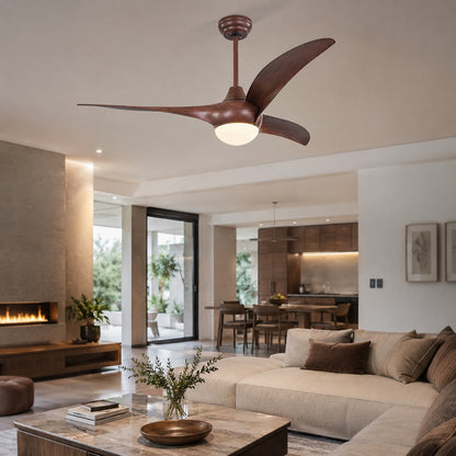 Etched Opal Glass DC Ceiling Fan with LED Light Remote and 132cm Blades