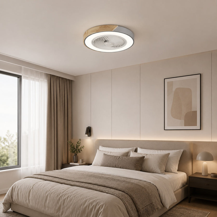 Bladeless Round or Square Flush Mount Ceiling Fan with Dimmable 36W LED Light