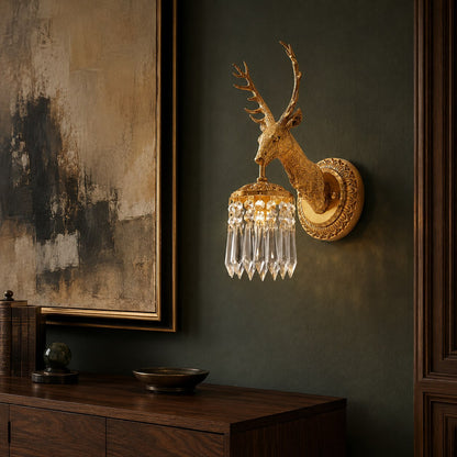 Antler Wall Light Crystal Metal LED Adjustable Sconce