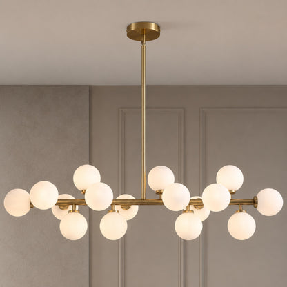Linear Gold Frosted Glass Chandelier 16-Light LED