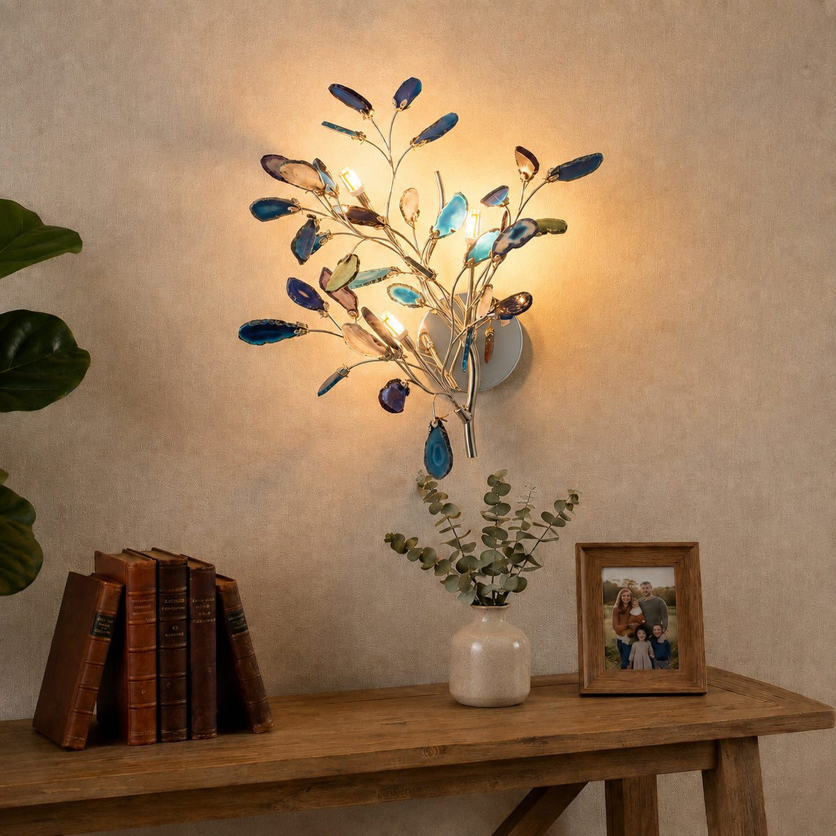 Contemporary Agate Wall Light Metal Fixture Wall