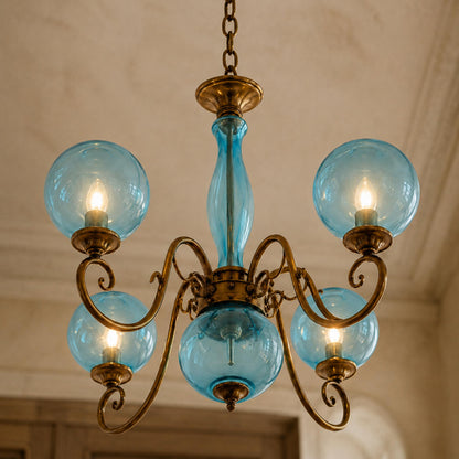 Glass Chandelier Hanging LED Light Fixture Adjustable