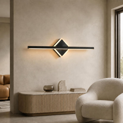 Geometric Diamond LED Vanity Wall Lamp Gold or Black 40–80cm