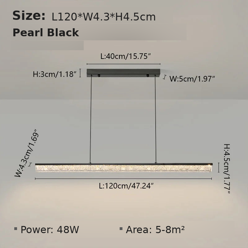 Dimensions - Pearl Black L120cm A: L120 x W4.3 x H4.5cm, 48W, suits 5-8 sqm