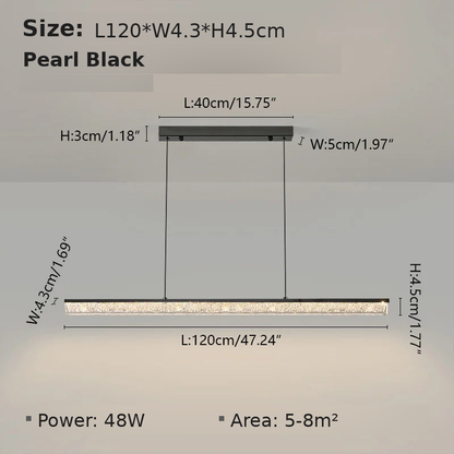 Dimensions - Pearl Black L120cm A: L120 x W4.3 x H4.5cm, 48W, suits 5-8 sqm