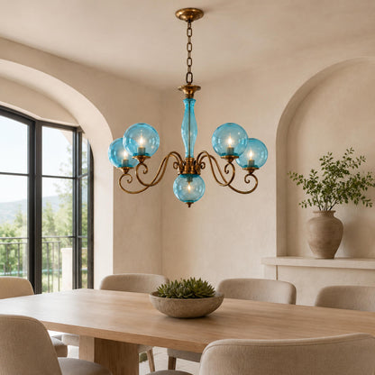 Glass Chandelier Hanging LED Light Fixture Adjustable