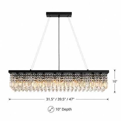 Black Rectangular K9 Crystal Chandelier LED