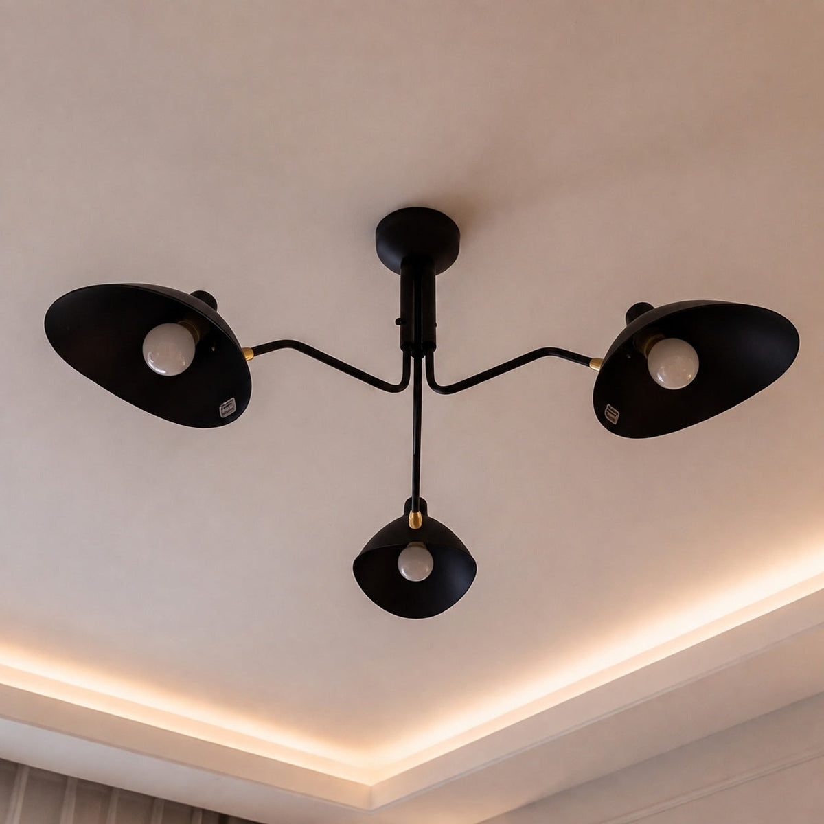 Aluminium & Brass Adjustable LED Flush Mount Ceiling Light 3 or 6 Light