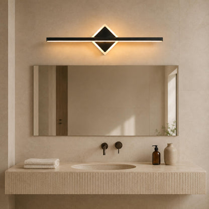 Geometric Diamond LED Vanity Wall Lamp Gold or Black 40–80cm