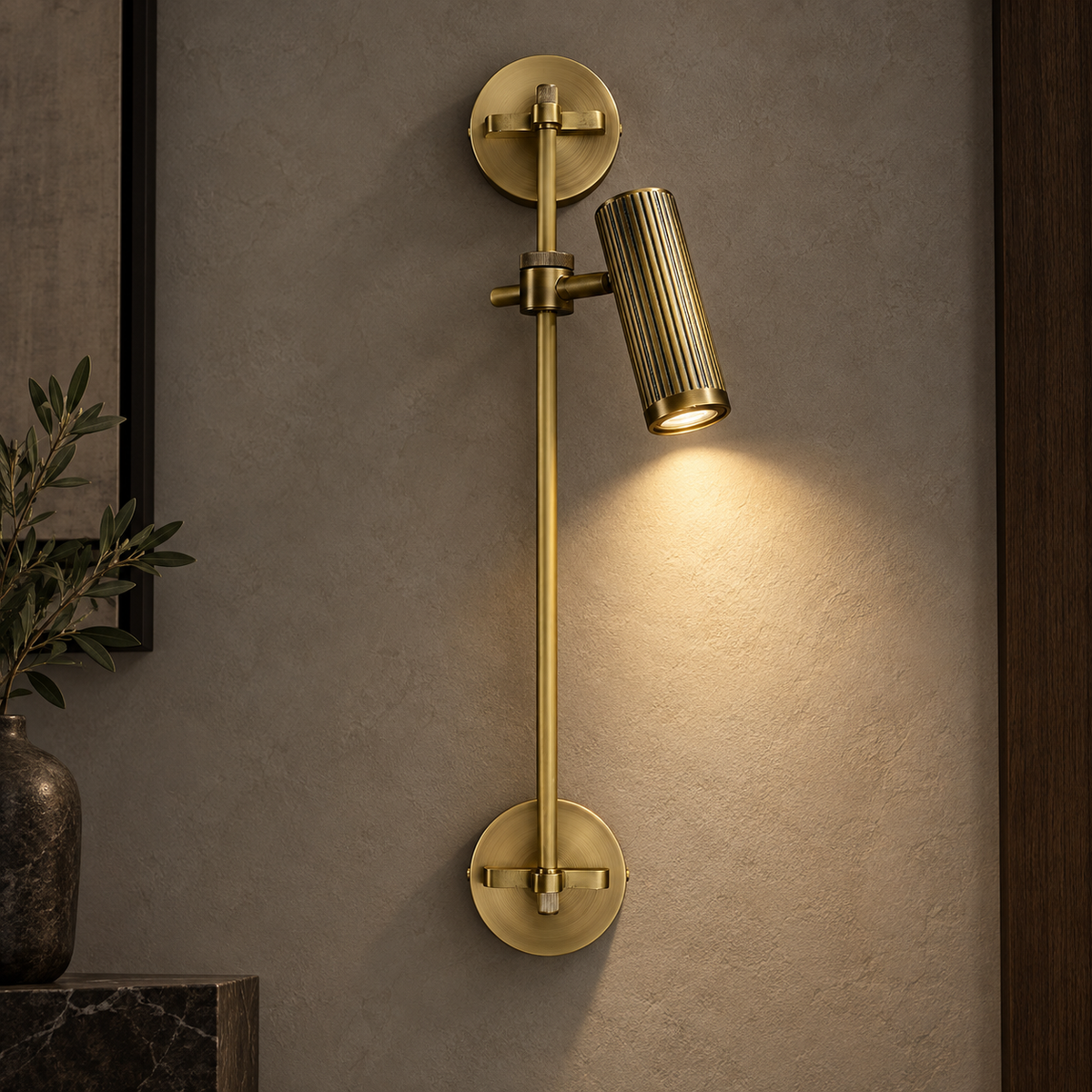 Bronze Rail Wall Light Adjustable Spotlight LED Sconce