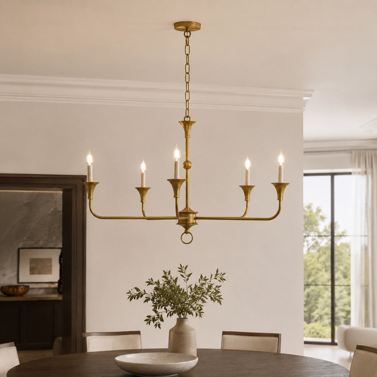 Candle Brass Chandelier E14 5-6 Head LED