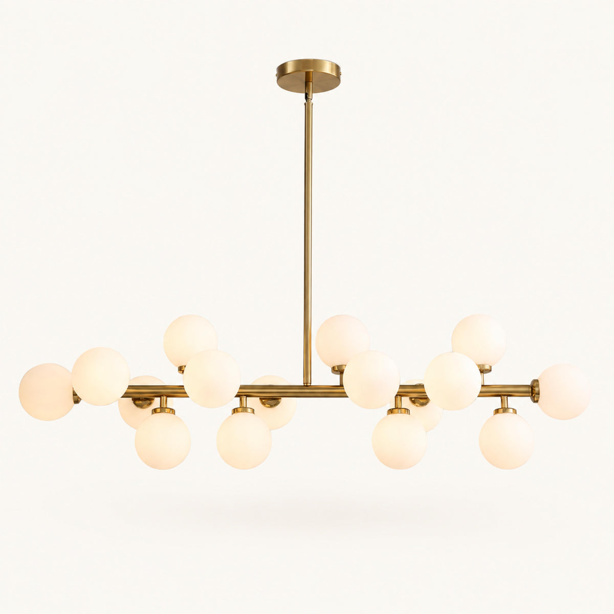 Linear Gold Frosted Glass Chandelier 16-Light LED