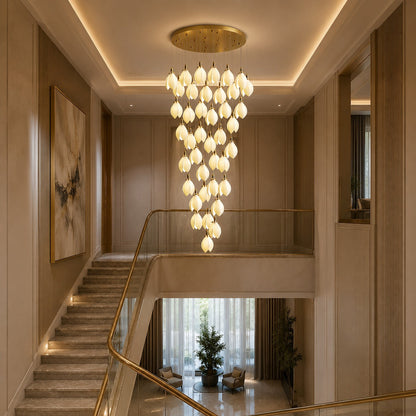 Ceramic Petal Chandelier Gold 7-64 Light LED