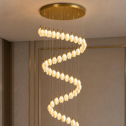 Ceramic Petal Chandelier Gold 7-64 Light LED