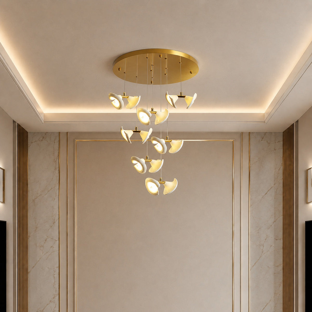 Double Horn Iron Chandelier Ceiling Light LED