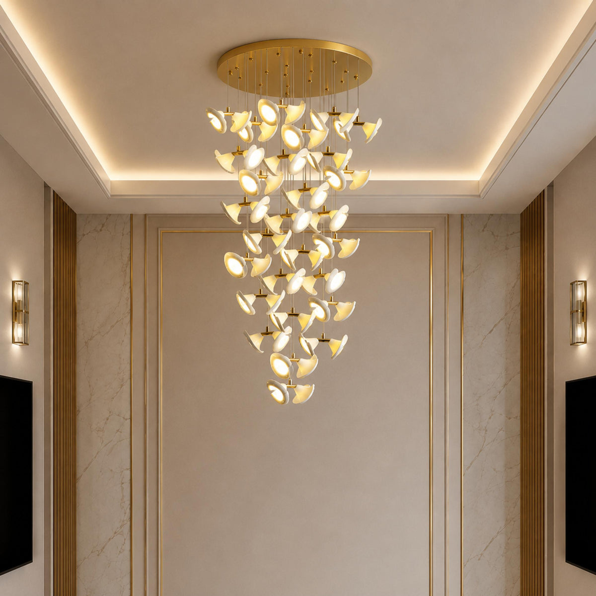 Double Horn Iron Chandelier Ceiling Light LED
