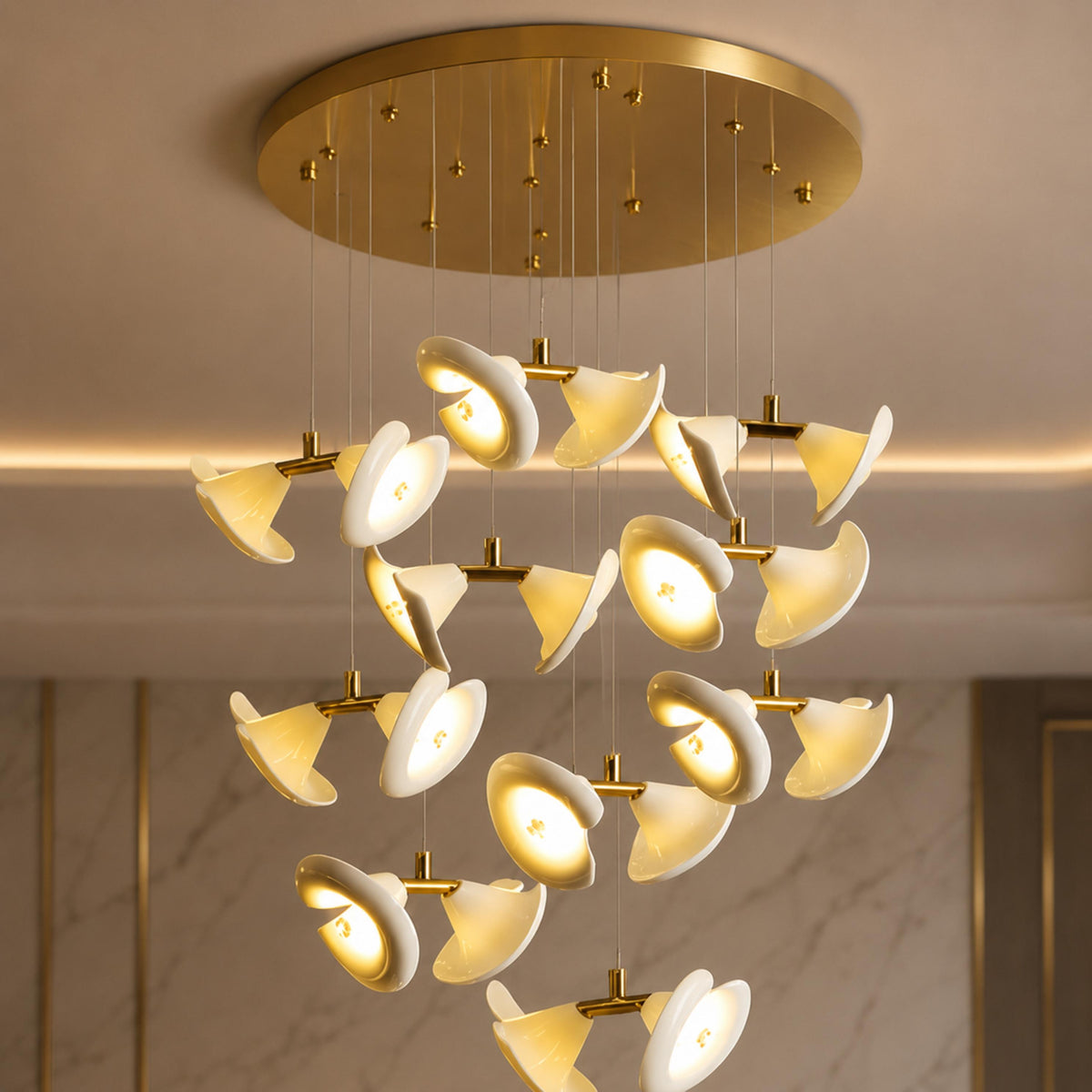 Double Horn Iron Chandelier Ceiling Light LED
