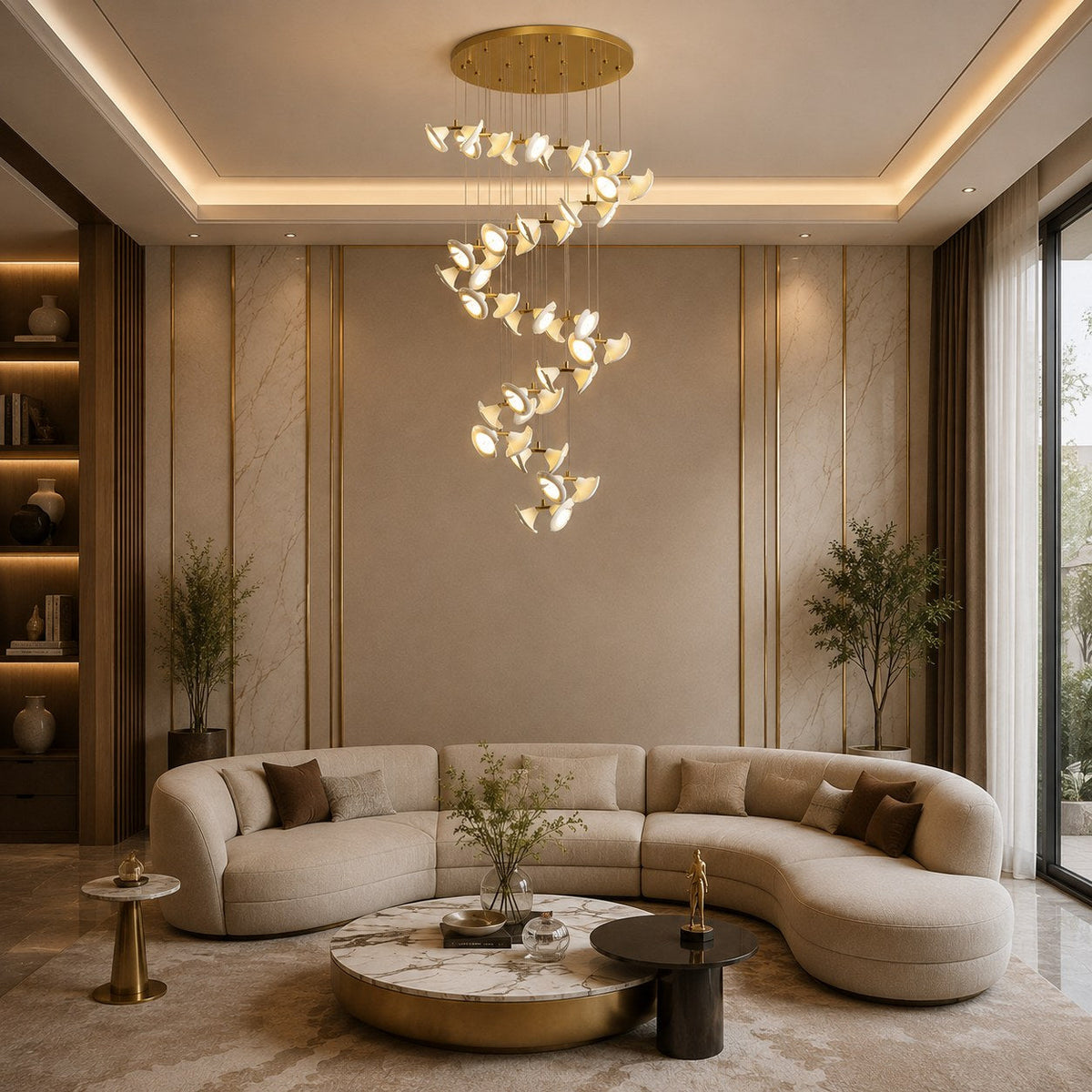 Double Horn Iron Chandelier Ceiling Light LED
