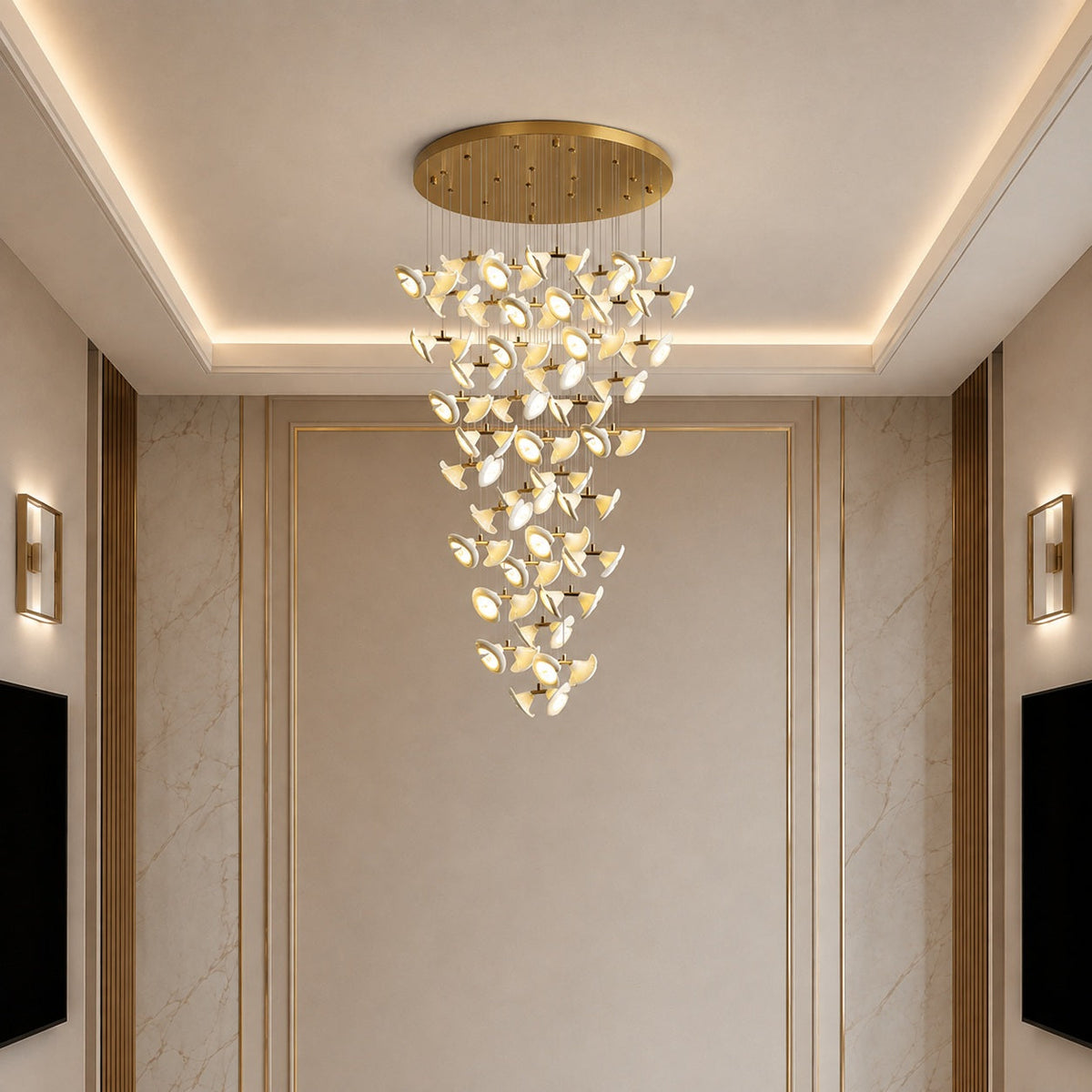 Double Horn Iron Chandelier Ceiling Light LED