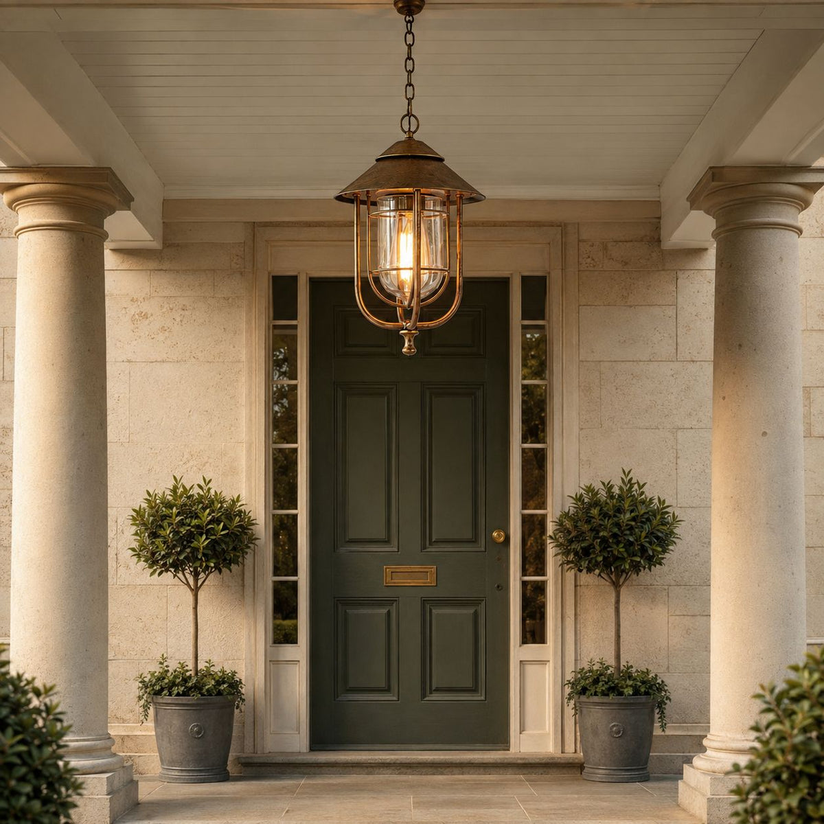 Caged Cylinder Outdoor Pendant Lantern Porch Patio Weatherproof IP65