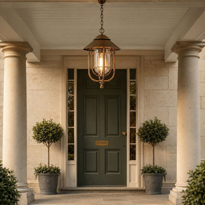 Caged Cylinder Outdoor Pendant Lantern Porch Patio Weatherproof IP65