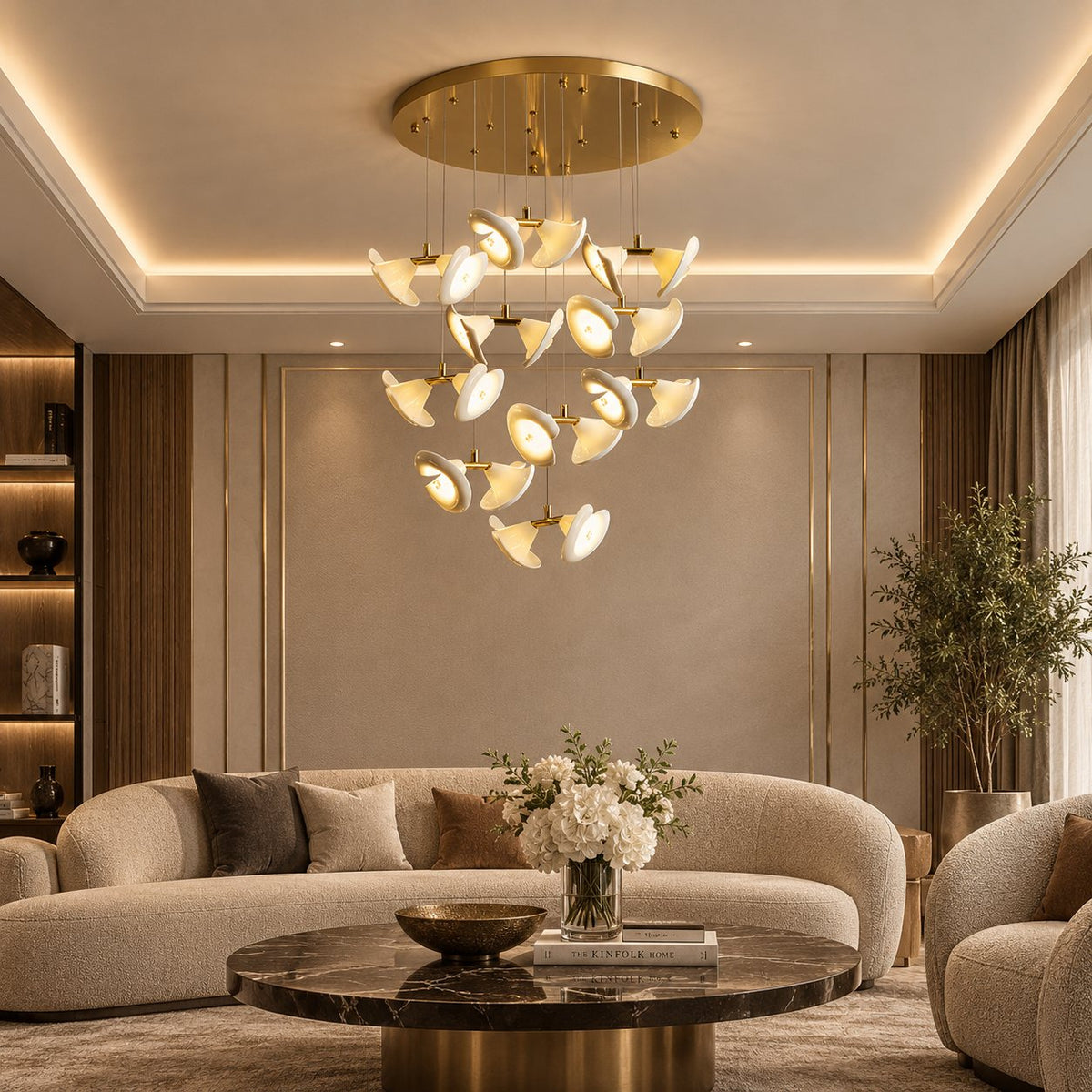 Double Horn Iron Chandelier Ceiling Light LED