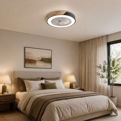 Bladeless Round or Square Flush Mount Ceiling Fan with Dimmable 36W LED Light