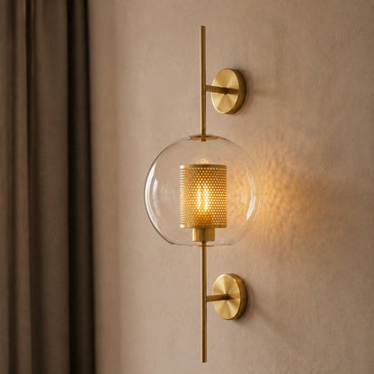 Clear Glass Wall Light Brass Wall Mounted LED Sconce