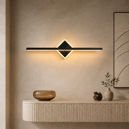 Geometric Diamond LED Vanity Wall Lamp Gold or Black 40–80cm