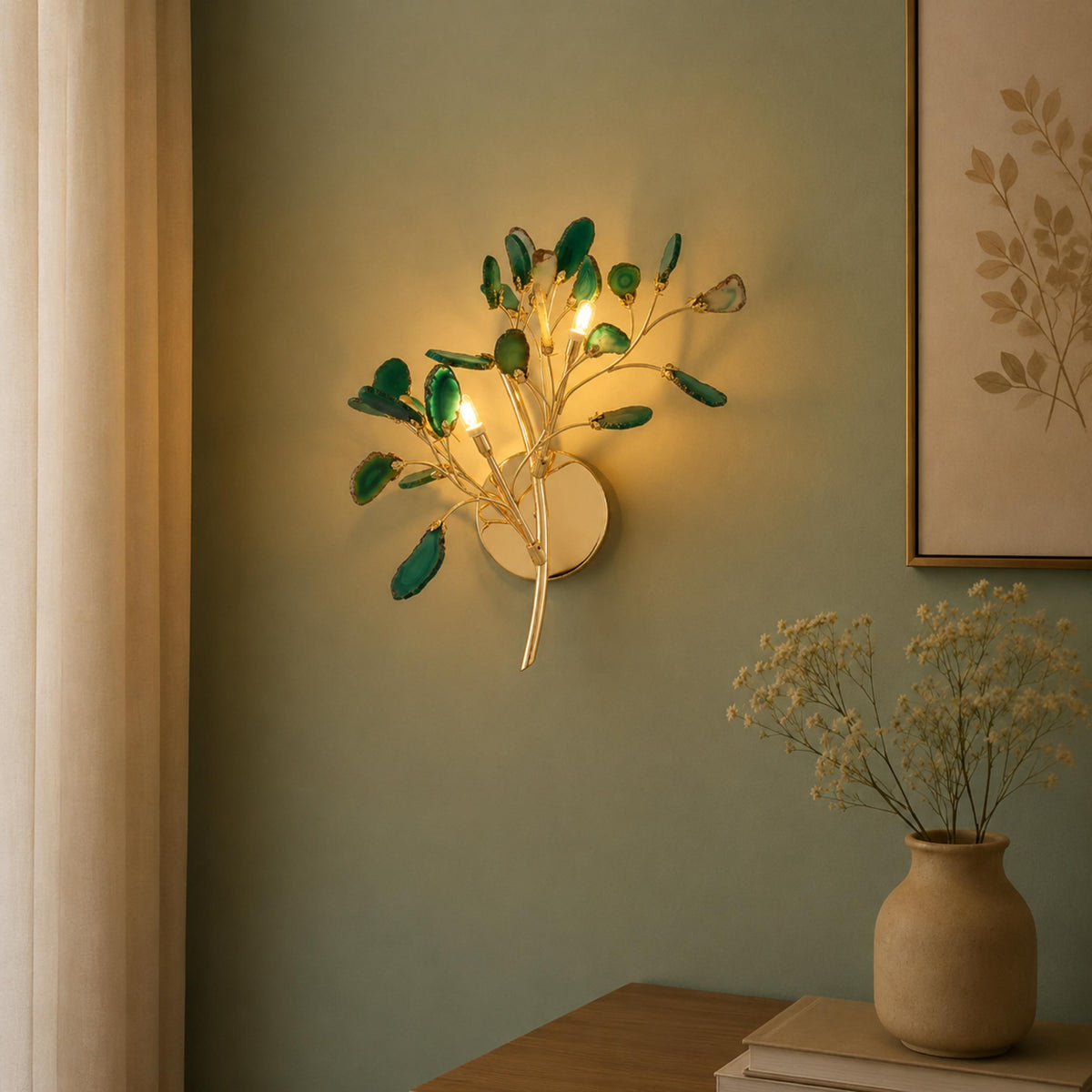 Contemporary Agate Wall Light Metal Fixture Wall