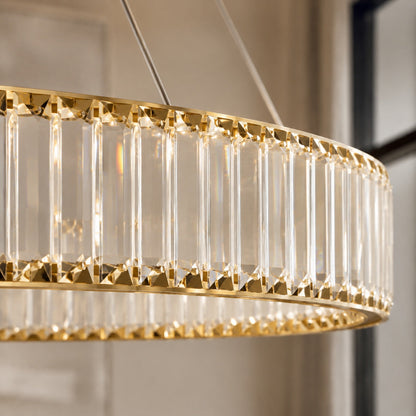 Crystal Chandelier Adjustable Hanging LED Fixture Round