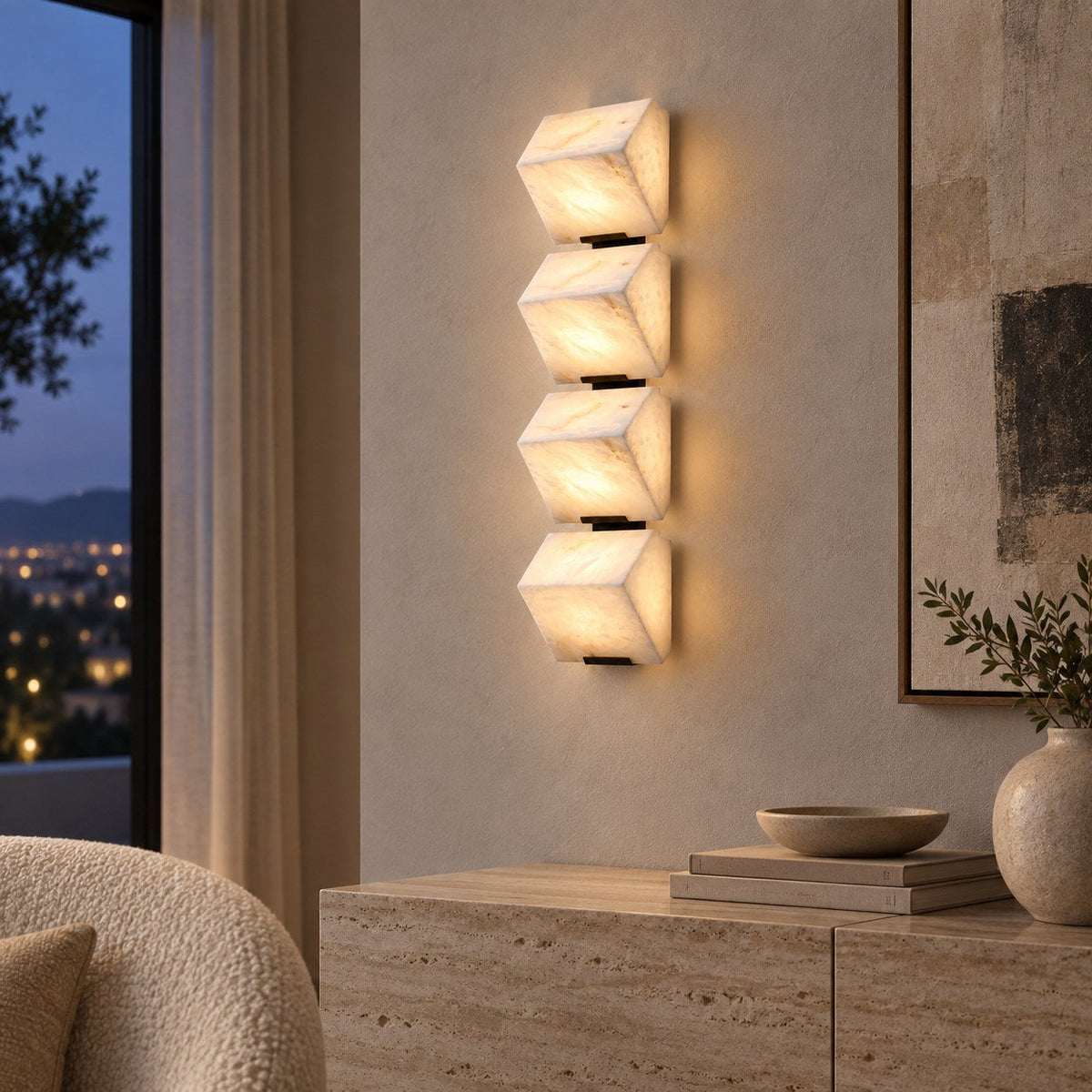 Stepped Alabaster Wall Light LED Wall Mounted Sconce