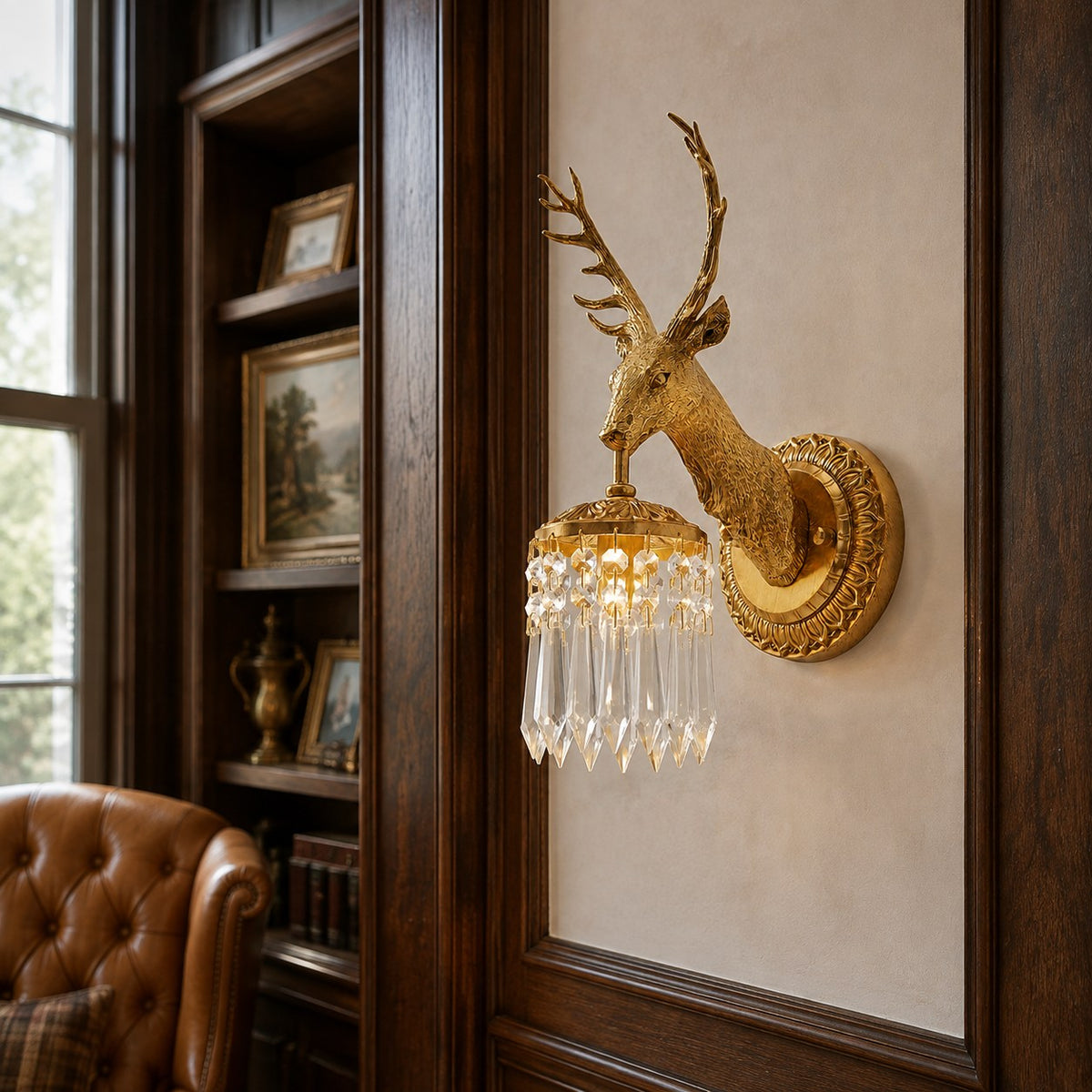 Antler Wall Light Crystal Metal LED Adjustable Sconce