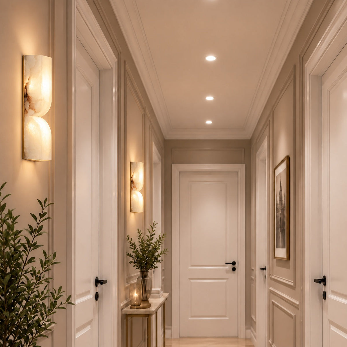 Pinched Alabaster Wall Light Flush Mount LED Sconce