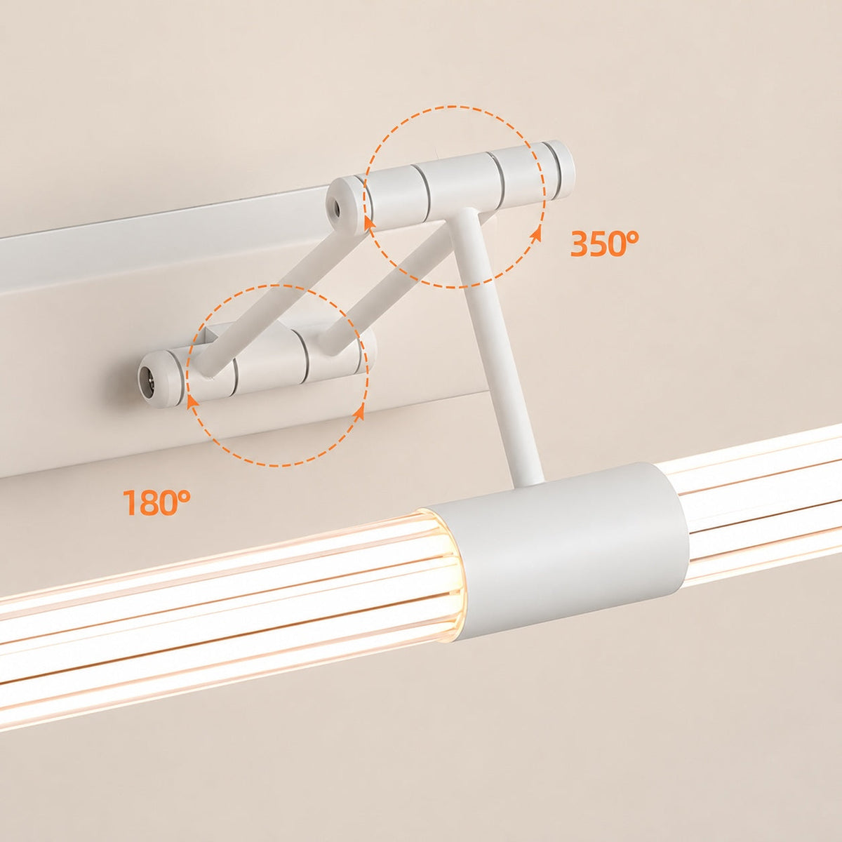 Foldable Twin-Arm LED Vanity Light 360° Acrylic Cylinder 48–78cm