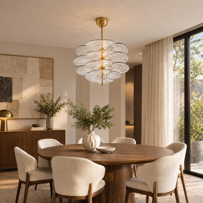 Layered Glass Leaf Chandelier Vintage Hanging LED