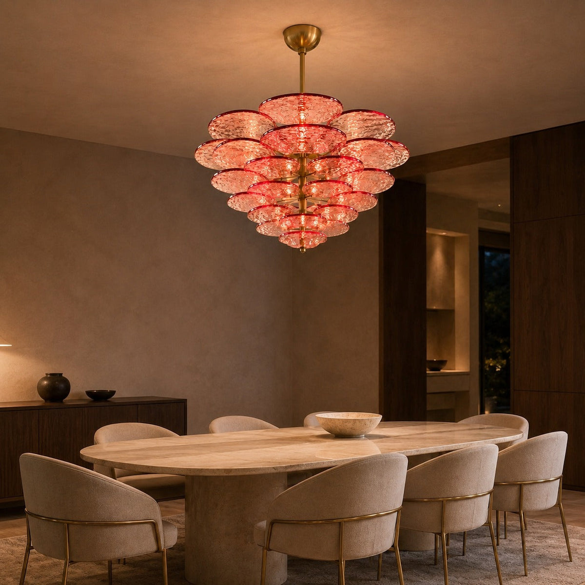 Layered Glass Leaf Chandelier Vintage Hanging LED