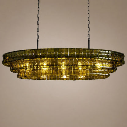 Oval Steel Chandelier Adjustable Hanging LED Light