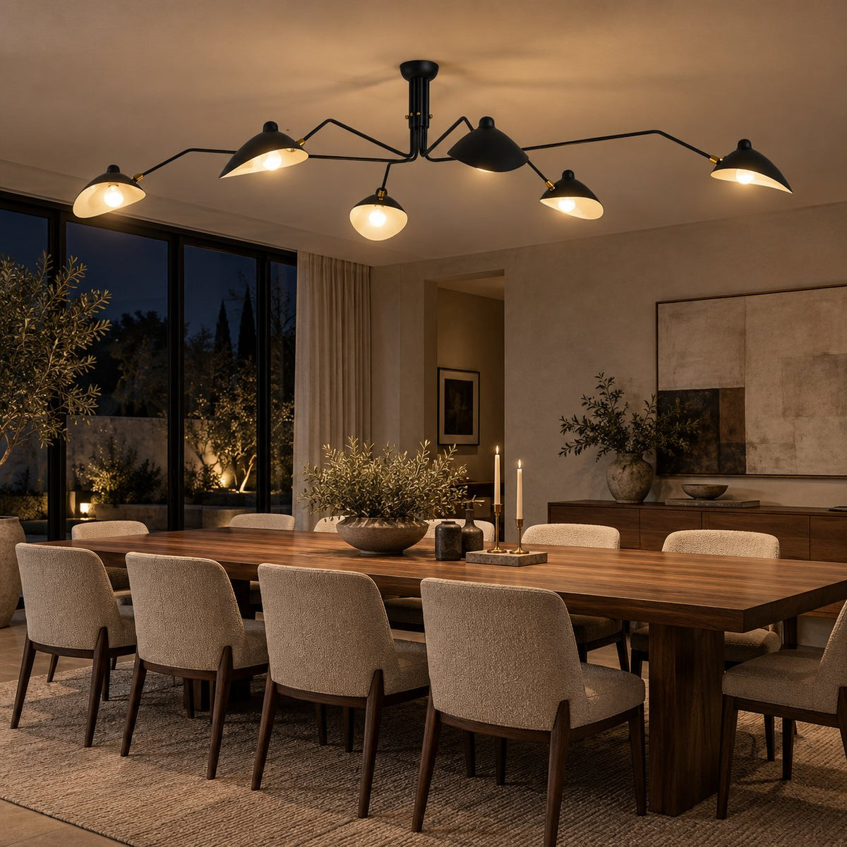 Adjustable Multi-Arm LED Flush Mount Ceiling Light Metal 3 or 6 Light