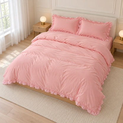 Ruffle Lace Bedding Set with Elastic Skirt Bed Sheet