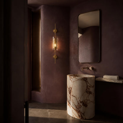Clear Glass Wall Light Brass Wall Mounted LED Sconce