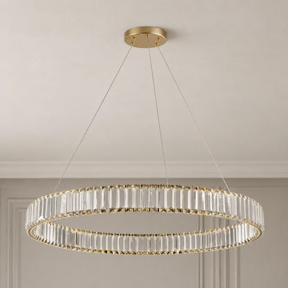 Crystal Chandelier Adjustable Hanging LED Fixture Round