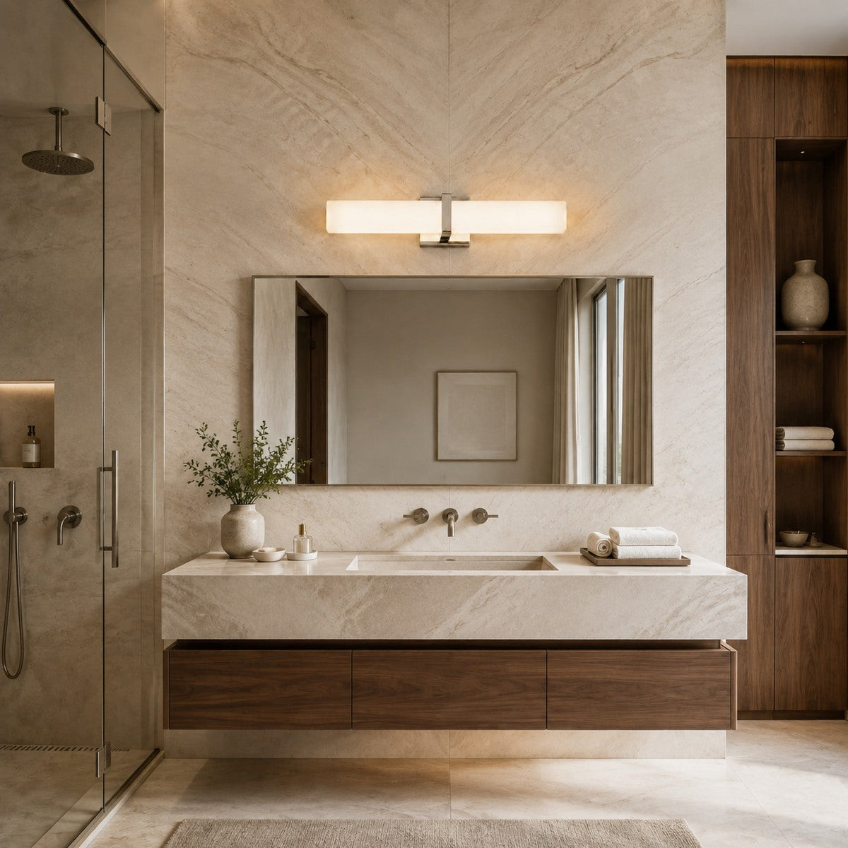 Stainless Steel Glass Panel LED Wall Light Bathroom & Hallway Sconce