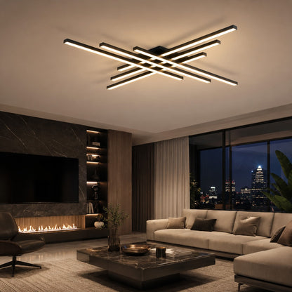 Long Strip LED Ceiling Light Iron Acrylic Adjustable Dimmable White or Black