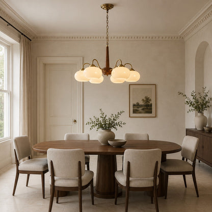 Solid Wood Brass Glass Chandelier 3 4 or 6 Head