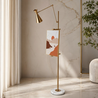 Gold & White Marble Floor Lamp LED Living Room Light