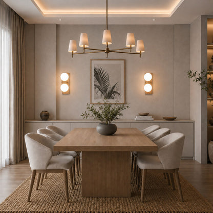 Walnut Wood Wall Light Glass Shade Wall Mounted LED
